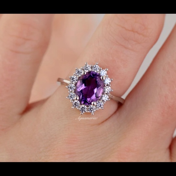 Natural Amethyst Ring Sterling - Picture 1 of 4